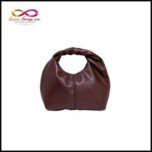 Soft Faux Leather Ruched Hobo Mini Bag with Top Handle